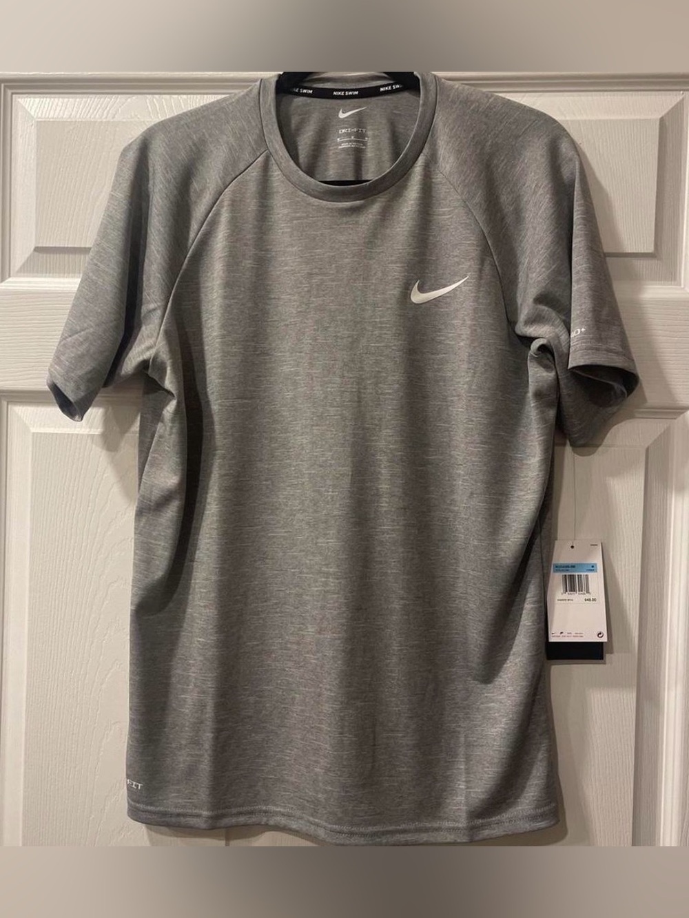 Nike dri-fit men’s swim short sleeve grey t-shirt